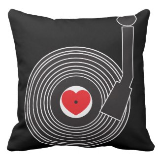 I Love (Heart) Vinyl Pillow